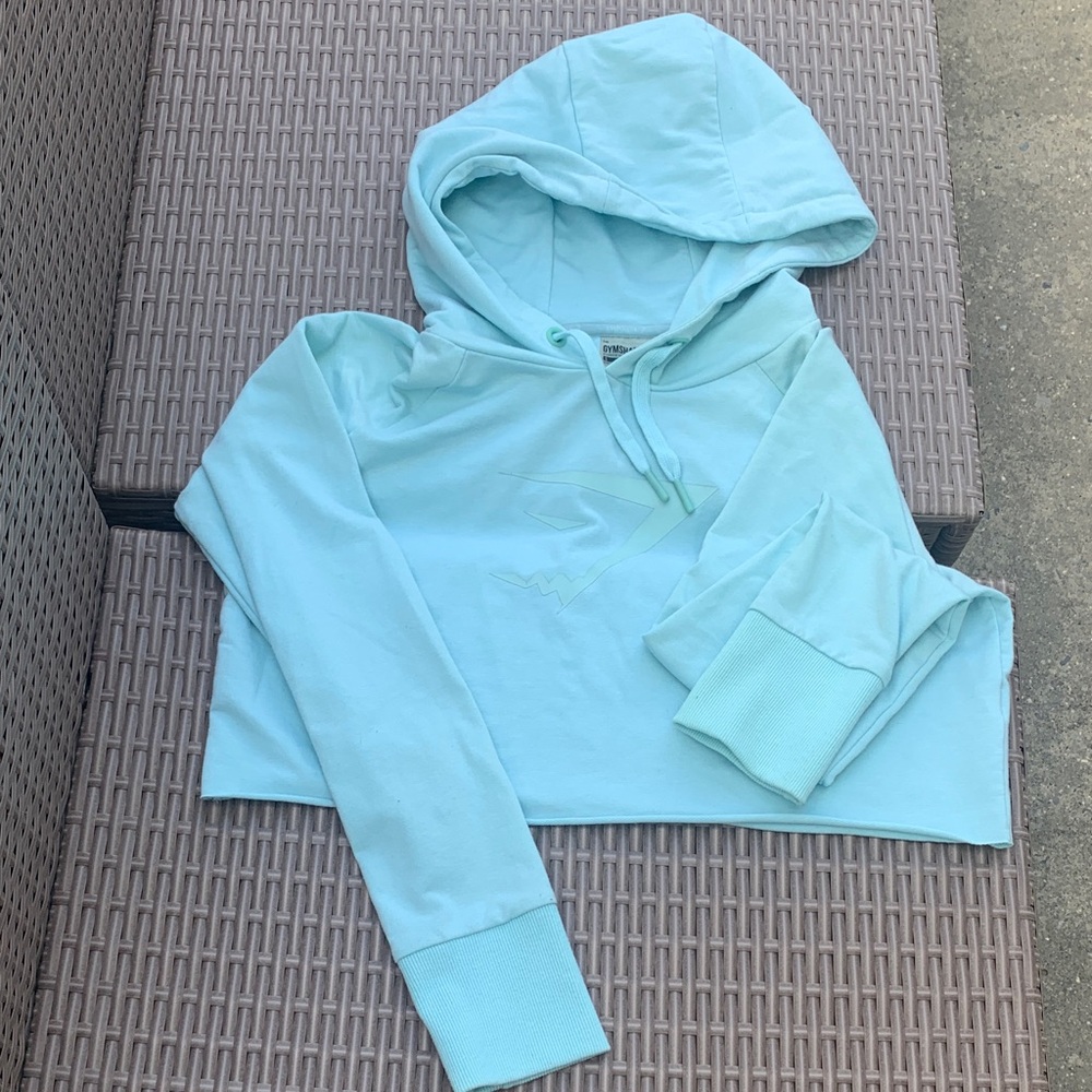 Gymshark Light Blue Cropped Hoodie